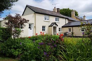 There is a very sheltered patio in the corner next to the door to the living-room.