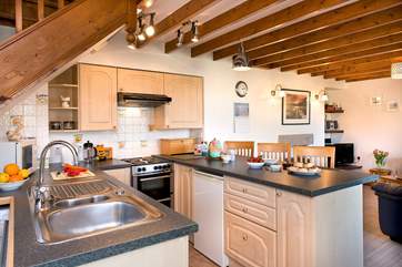 The cottage kitchen is well equipped for your holiday meals