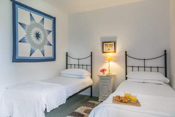 Breakfast in bed?- Yes please! The first floor twin bedroom.