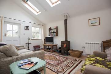 A roaring wood-burner.