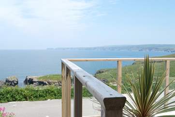 The view from the decked-area to the front of Stroma is stunning.