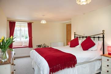 Pretty bedroom One on the ground floor has a 5' double bed.