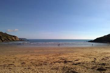 Maenporth beach in early spring sunshine.