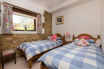 This is the twin bedroom, facing out towards the entrance courtyard.