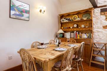 A welcoming farmhouse kitchen-table and dresser give friendly character to this barn conversion.
