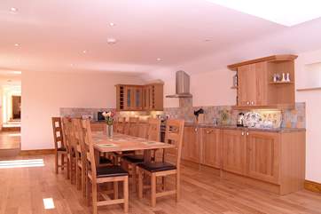 The kitchen/dining-area is huge.