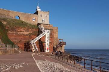 The dramatic 54 steps of Jacobs Ladder on the seafront at Sidmouth. There is a great cafe at the top as your reward!