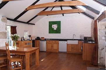 The well-equipped kitchen and dining area.