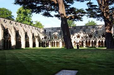 Salisbury Cathedral, cloisters and green are an easy drive from Hatts Farm.