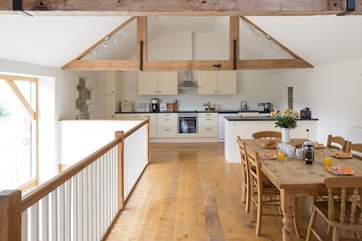 The kitchen is fitted across the enitre width of the barn - spacious and sociable.