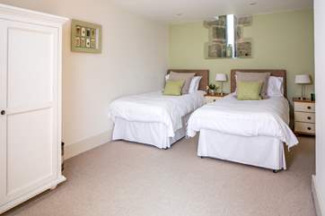 The family bedroom has 3ft twin beds that can be made up as a 6ft super King size bed.