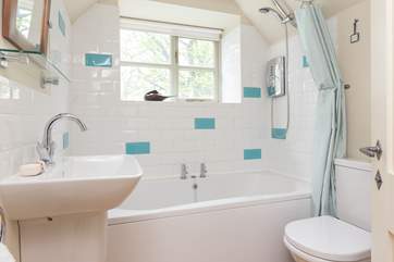 The bathroom is also on the first floor - plenty of room for a bath and shower.