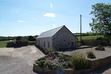 Looking across the courtyard towards Sunrise Barn.