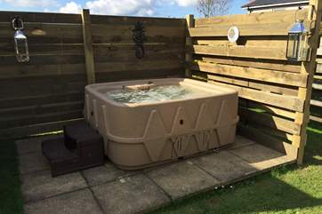 Sunset Barn now has its own hot-tub so you can relax in the warm bubbles at any time of the year.