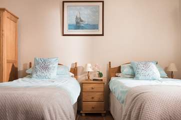 The ground floor bedroom has 'zip and link' (double or twin) beds so a super room for both adults and children.