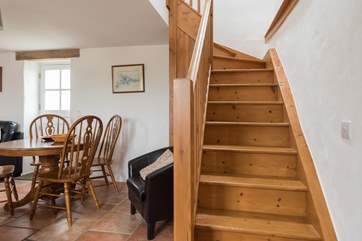 Climb the stairs to bed.