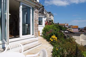 Steps down to the terrace outside the kitchen.