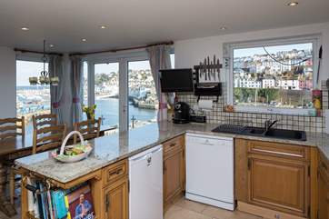 Great views over the harbour from the kitchen/diner.