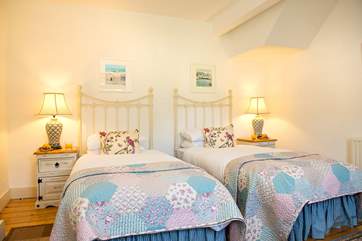 The delightful twin bedded room