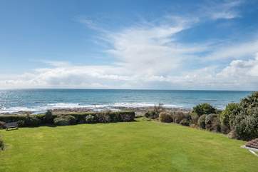 Looking from the terrace over the garden and of course out to sea- it really is quite sublime!
