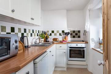 The small but well-equipped kitchen.