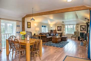 The open plan living room is incredibly spacious