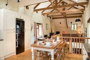 The vaulted ceiling gives atmosphere to the living area.