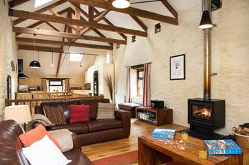 The spacious open plan living-room.