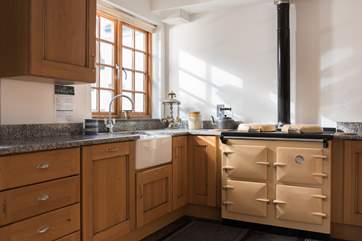 The kitchen area.
