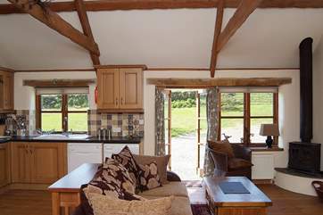 The living-room has French doors opening outside.