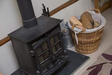 The stove throws out the heat on cooler evenings.