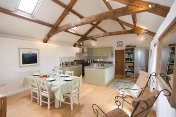 The kitchen and dining areas.