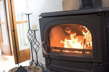 A roaring wood-burner.