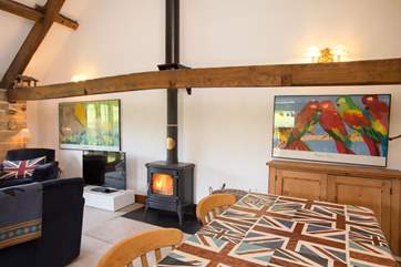 There is a wood-burner to add extra warmth for out-of-season holidays and a lovely farmhouse style dining table.