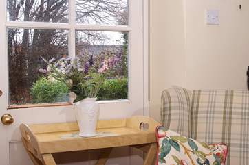Looking out towards the village from the main sitting-room.