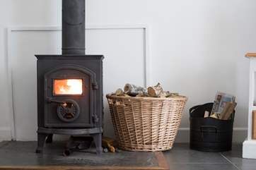 A roaring wood-burner.