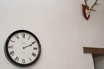 The interior of the barn is very spacious with high ceilings and ideal to display large clocks and antlers.