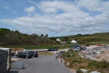 The public car park on the beach.