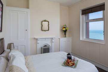Master bedroom has spectacular views out to sea.