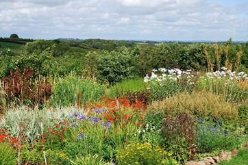 The huge garden has far reaching vistas and drifts of plants.