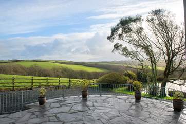 There is a great view from the patio across open countryside.