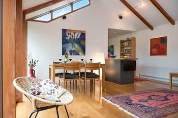 The spacious living area- which has wonderful views of the countryside setting