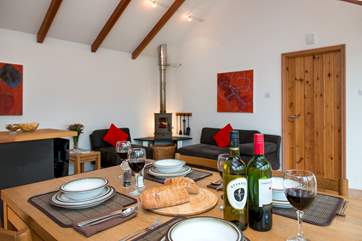 The stylish dining and living area