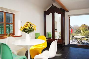 The view to the sunny terrace..