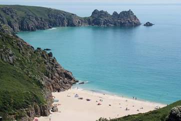 Porthcurno is approximately three miles away along the coastal path.