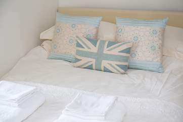 A palette of soft blues and whites.