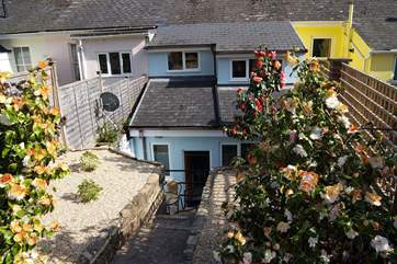 The rear terraced garden.