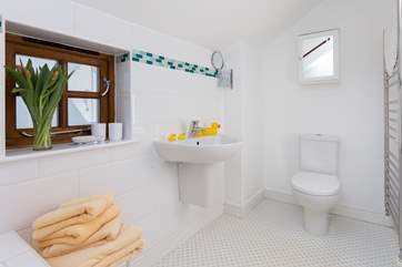 There is a large family bathroom.