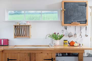 Views towards St Agnes Beacon from the kitchen area.