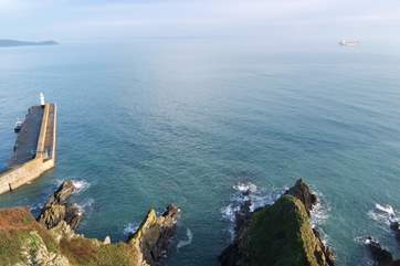 Looking down from the balcony; seals are sometimes seen on the rocks below.